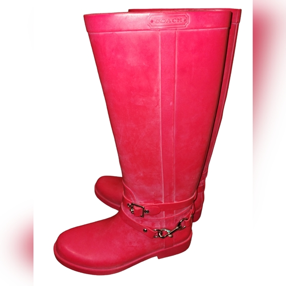 Women’s Tall Coral Coach Lori Rain Boots size 8 - Picture 5 of 11